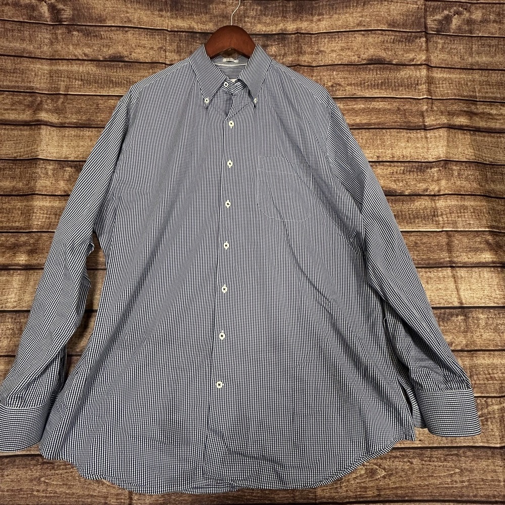 Peter Millar Seaside Finish Mens Navy Plaid Cotton Long‎ Sleeve Button Down XL - Picture 2 of 8
